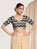 Joban Fashion Black Chiffon Padded Blouse With Square Neck Elbow Sleeves