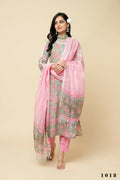 Designer Stylish Pink Cotton Blend Stitched Suit With Dupatta - Tanisha