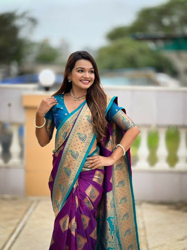 PR Fashion Magenta Soft Banarasi Silk With Zari Weaving Meenakari Design Saree