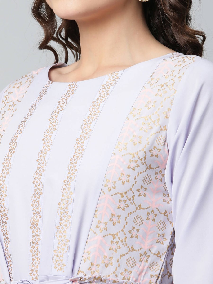 Ahalyaa Womens Powder Blue Crepe Floral Dress