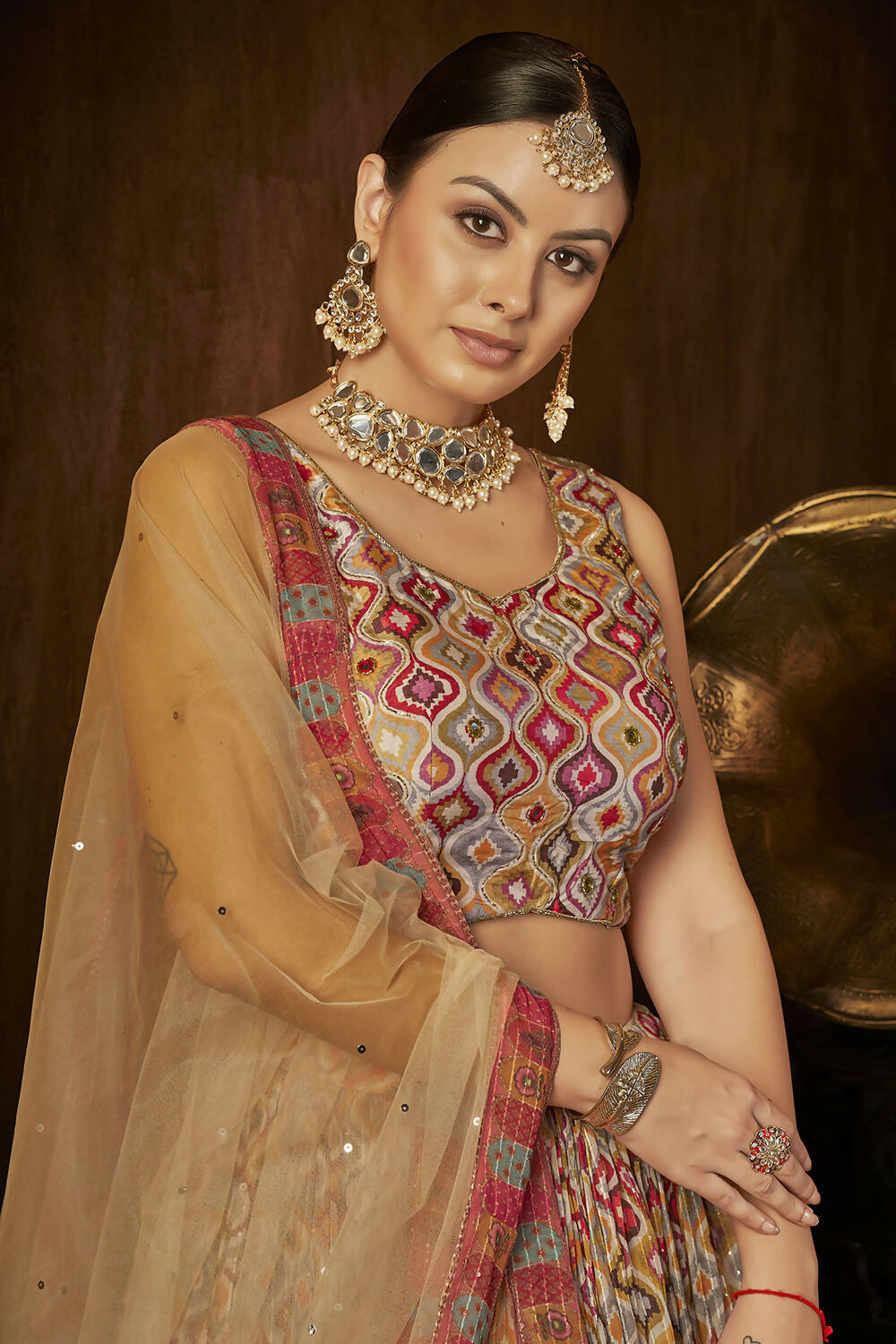 Wedding Designer Multi Georgette Lehenga Choli - Anbazaar