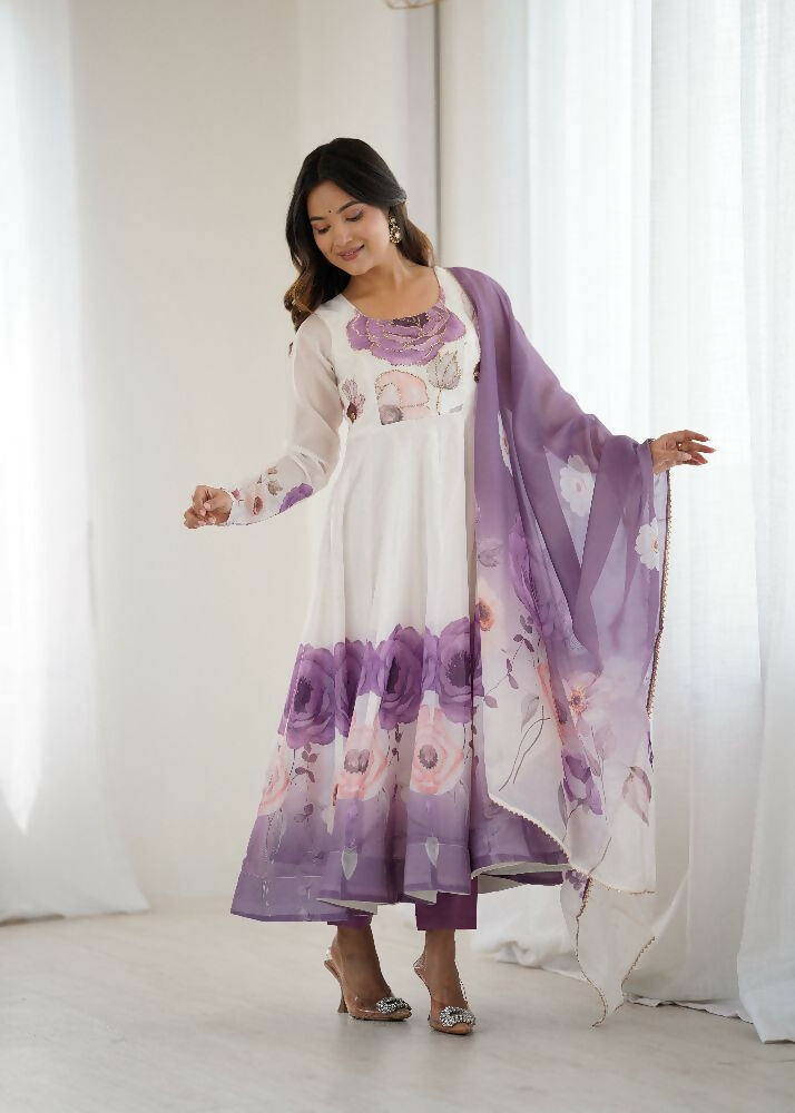 Joban Fashion Onion Pink Kurta Set Organza Sequin Embroidery Work