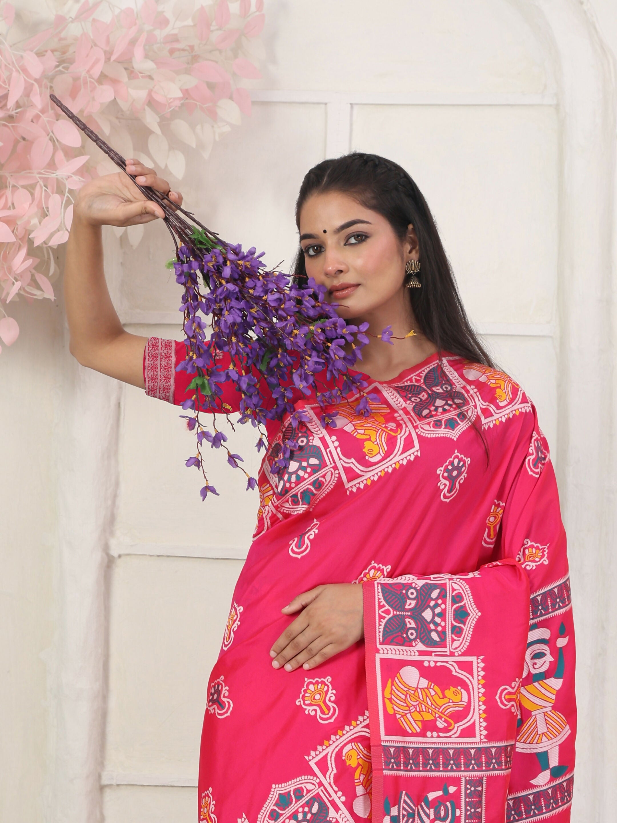 Shree Shyam Fashion Silk Blend Pink Saree