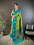 Joban Fashion Teal Peacock,Butti Banarasi Silk Sarees