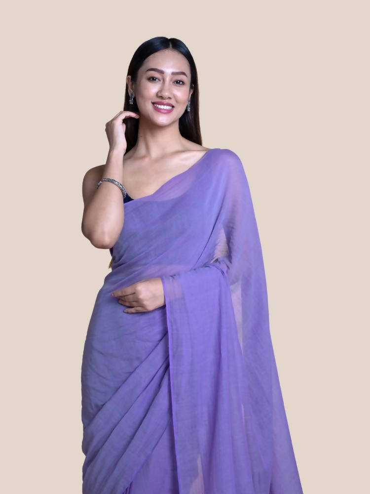 Suta Lavender Solid Mul Saree