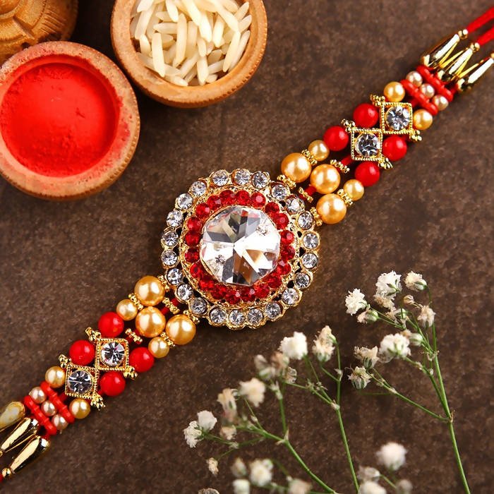 American Diamond Bling Rakhi And Kaju Katli Box