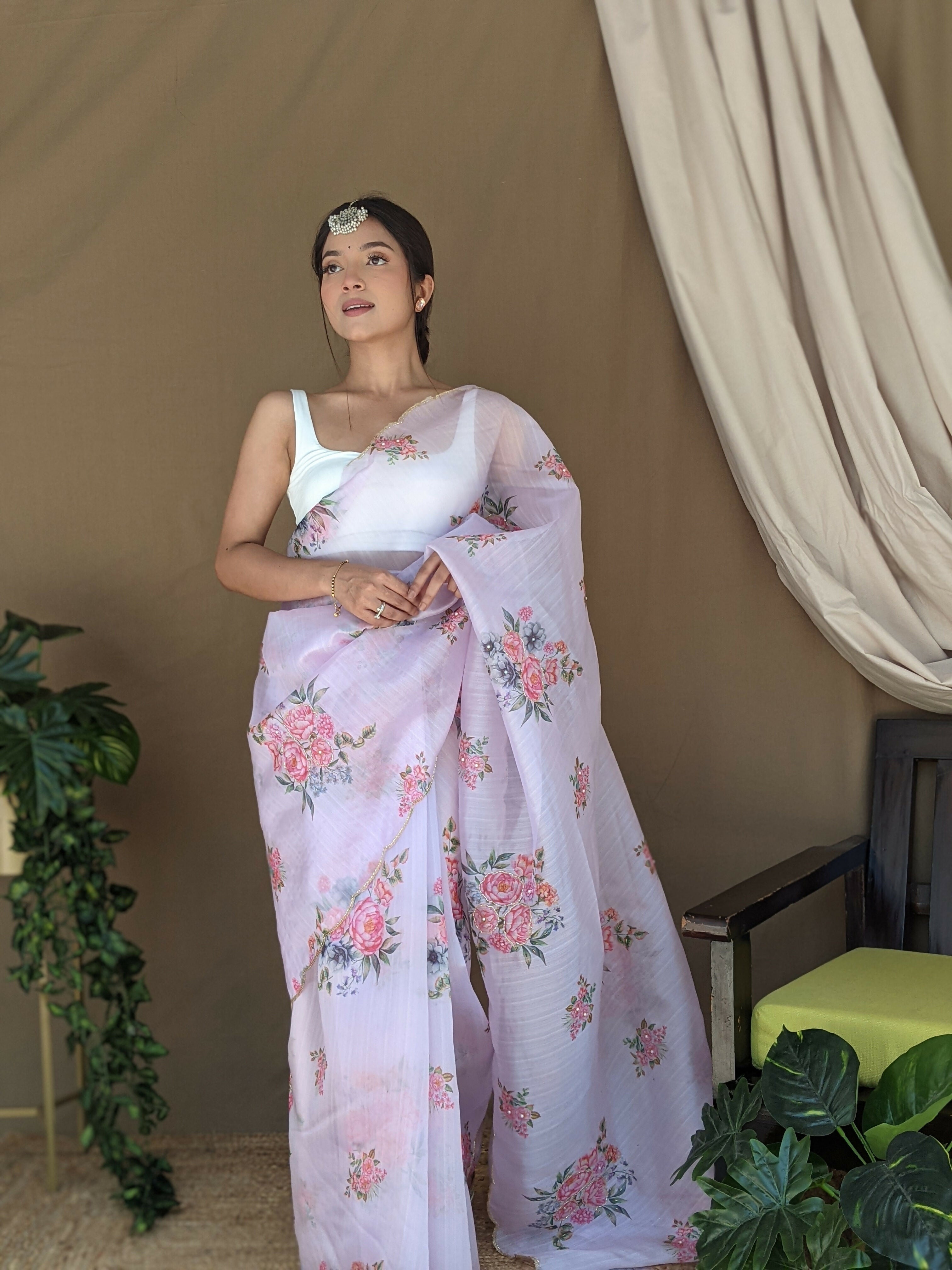 Vamsee Khadi Khatali Pink Khadi Organza Saree