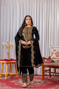 Joban Fashion Black Velvet Sequence Embroidery Work Kurta Set