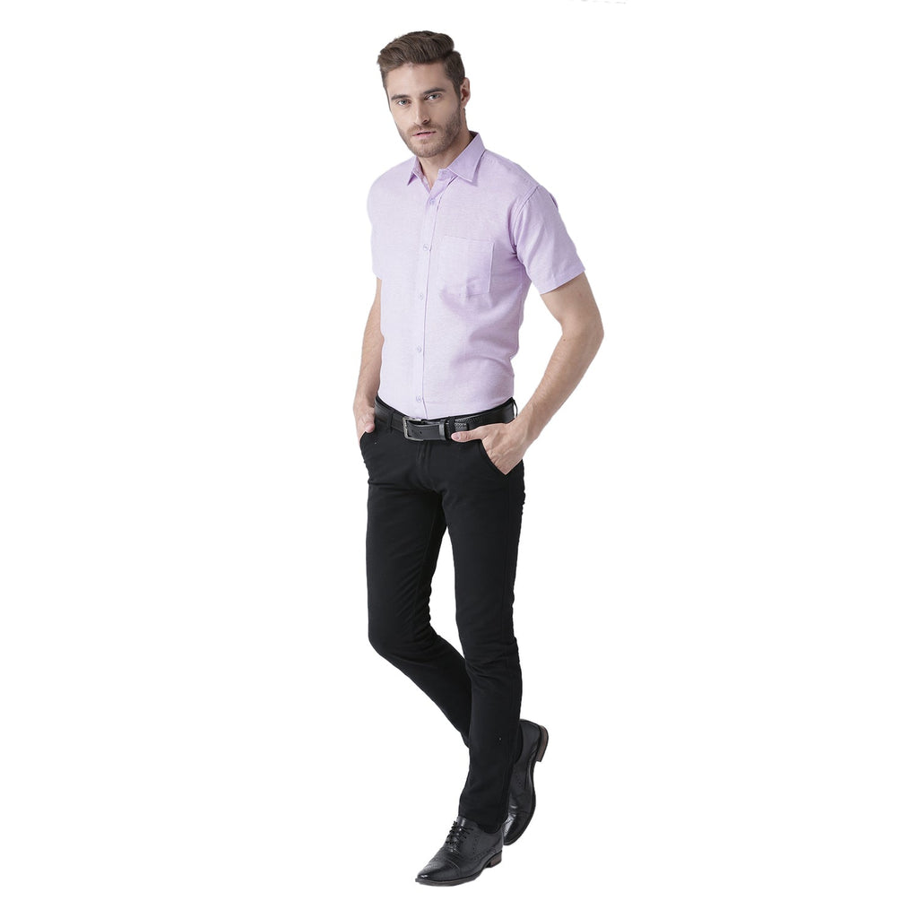 RIAG Purple Men's Half Sleeves Solid Shirt