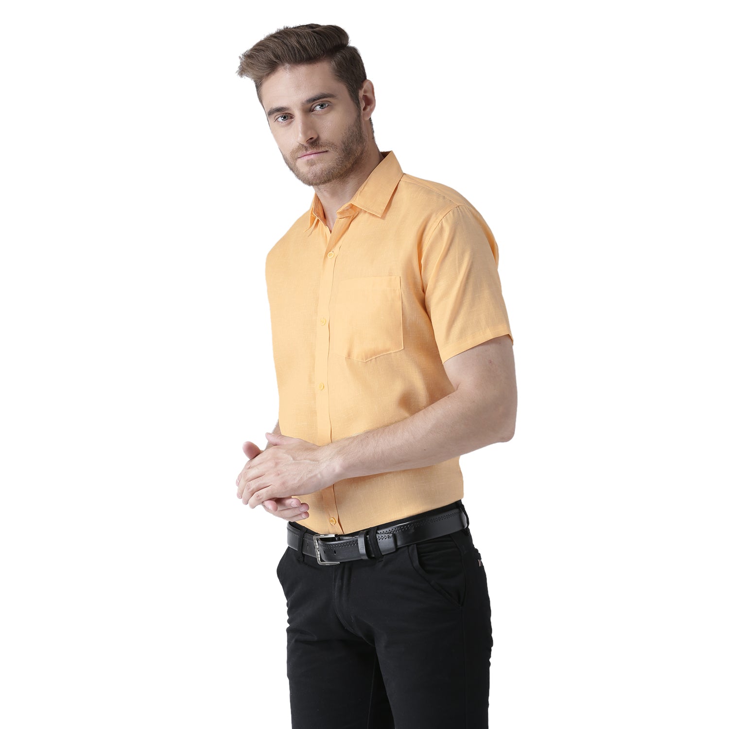 RIAG Yellow Men's Half Sleeves Solid Shirt