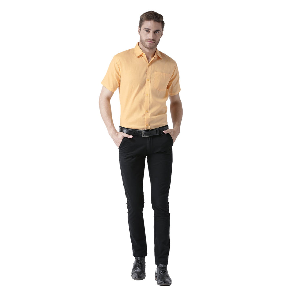 RIAG Yellow Men's Half Sleeves Solid Shirt