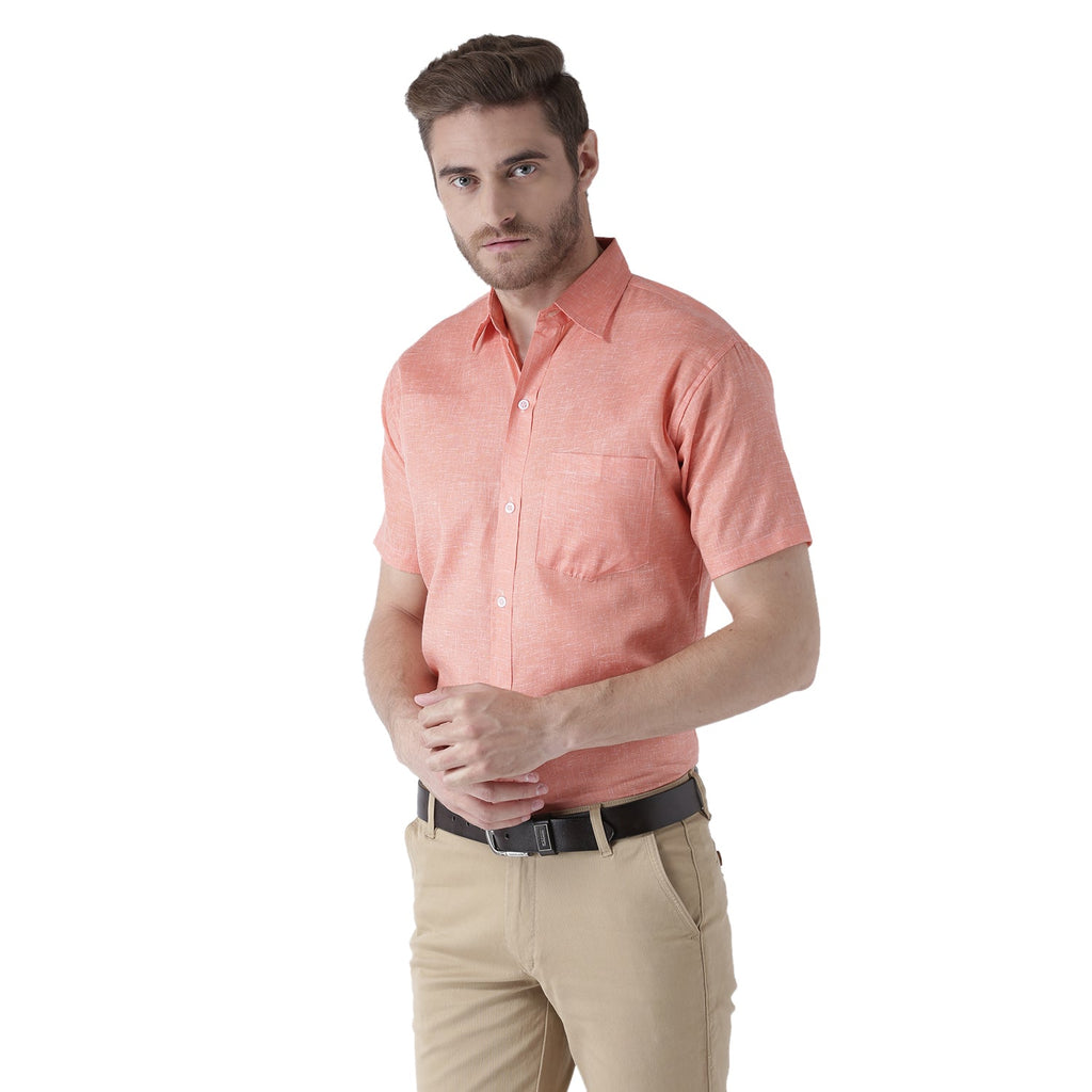 RIAG Orange Men's Half Sleeves Solid Shirt