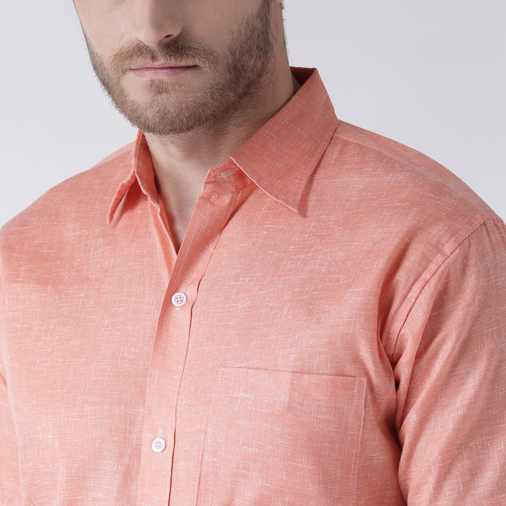 RIAG Orange Men's Half Sleeves Solid Shirt