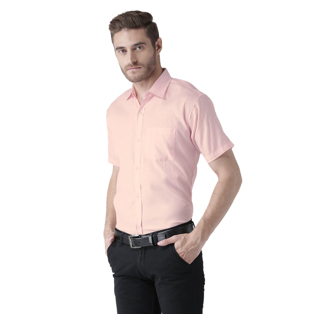 RIAG Pink Men's Half Sleeves Solid Shirt