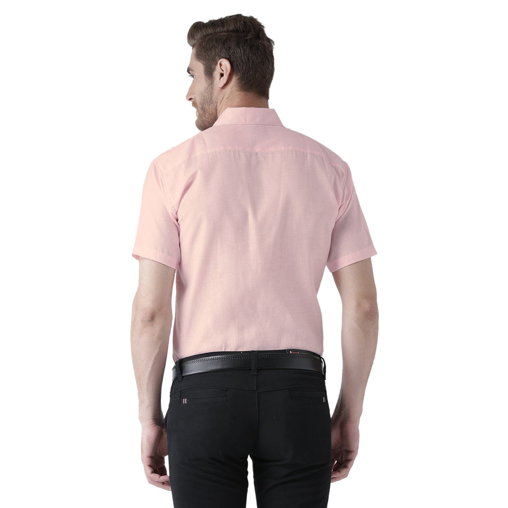 RIAG Pink Men's Half Sleeves Solid Shirt