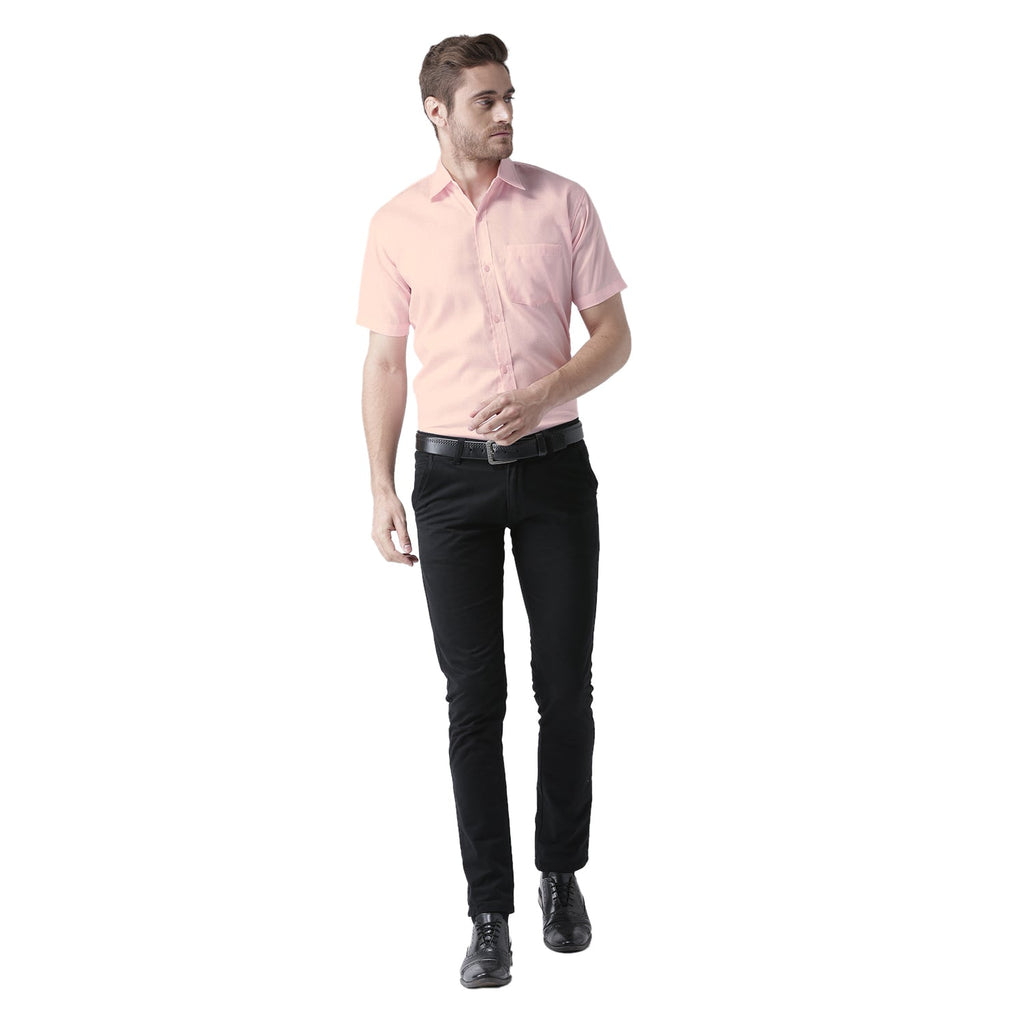 RIAG Pink Men's Half Sleeves Solid Shirt