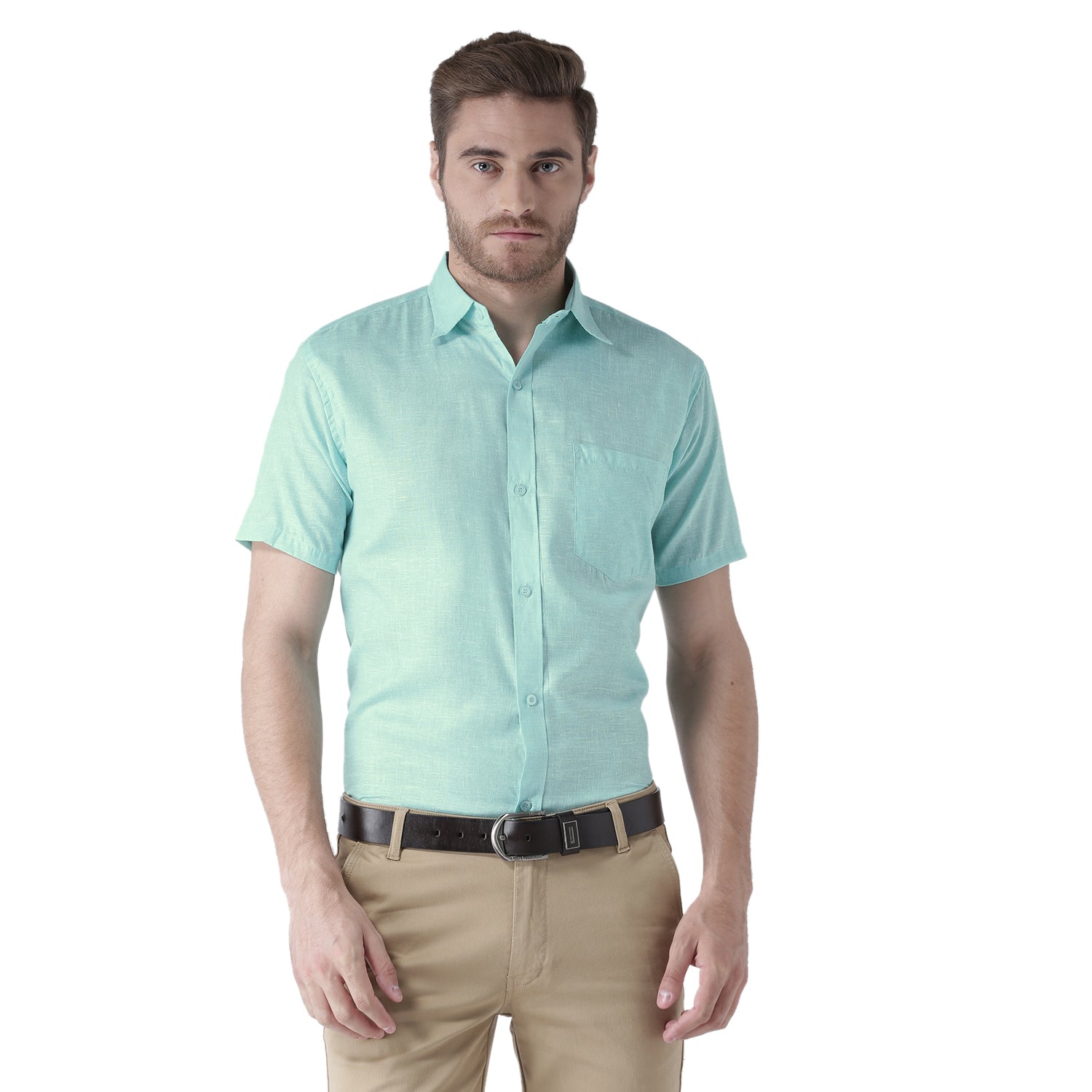 RIAG Green Men's Half Sleeves Solid Shirt