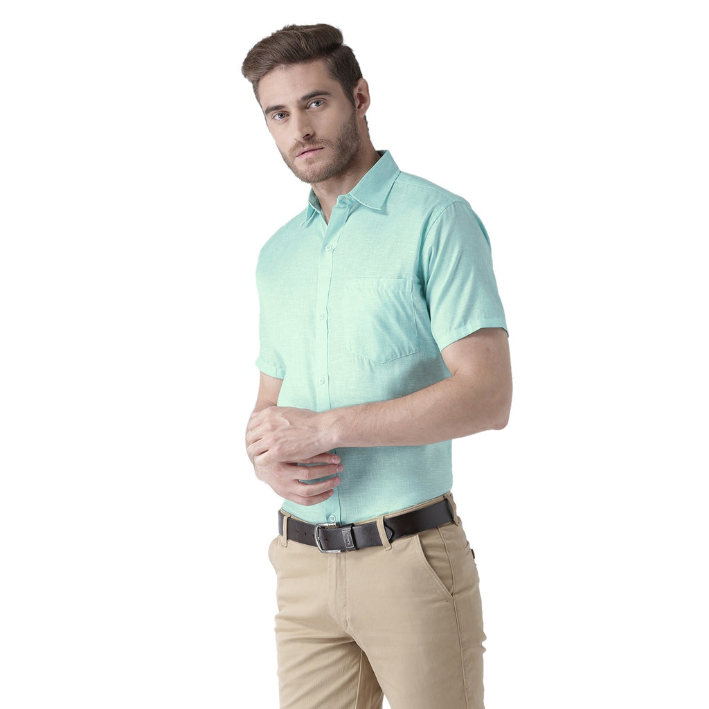 RIAG Green Men's Half Sleeves Solid Shirt