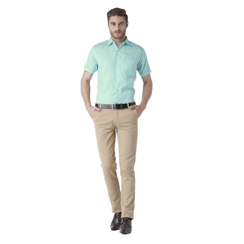 RIAG Green Men's Half Sleeves Solid Shirt