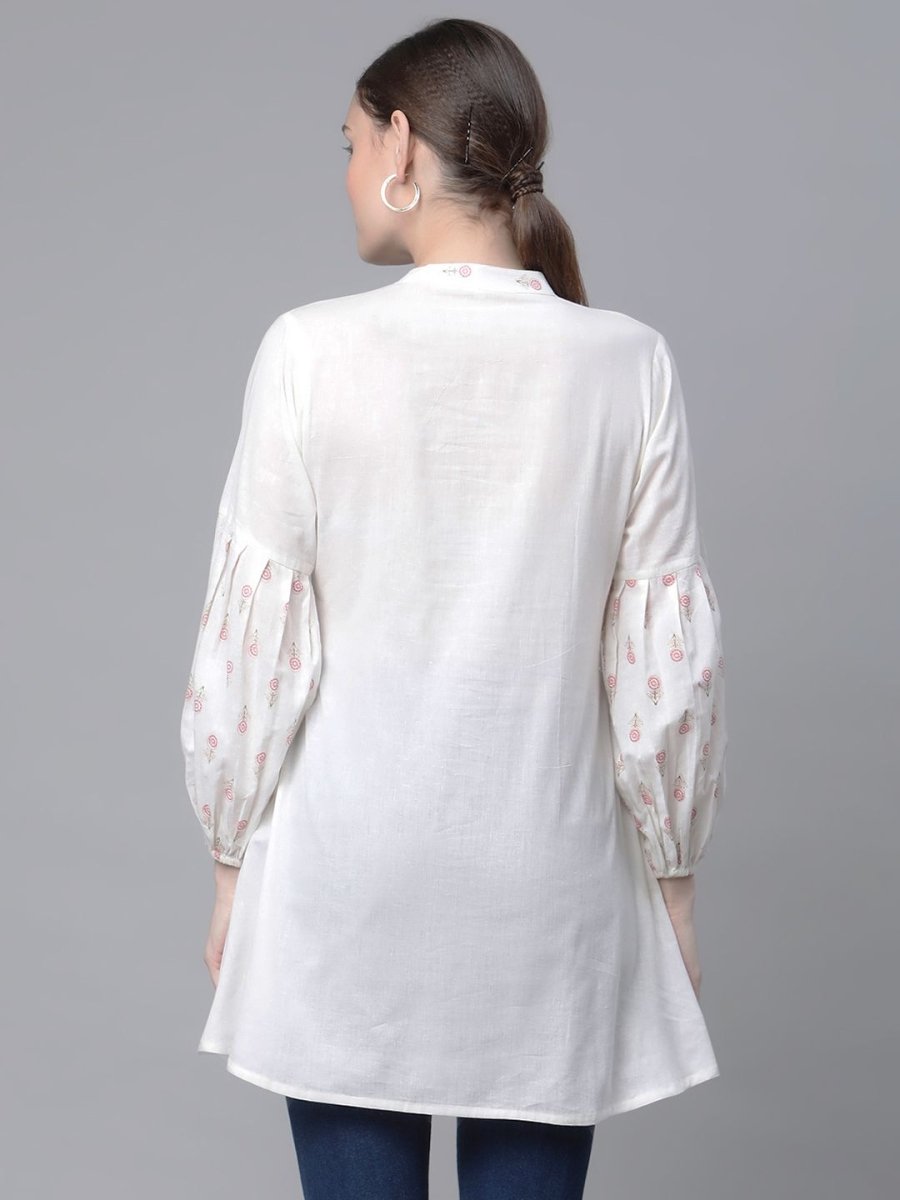 Ahalyaa Off White Pure Cotton Printed Tunic