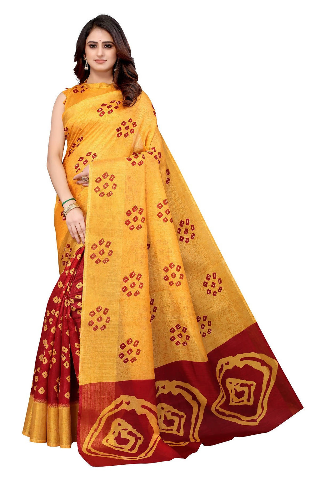 Vamika Ethnic Fire Maroon Jari Border Linen Saree