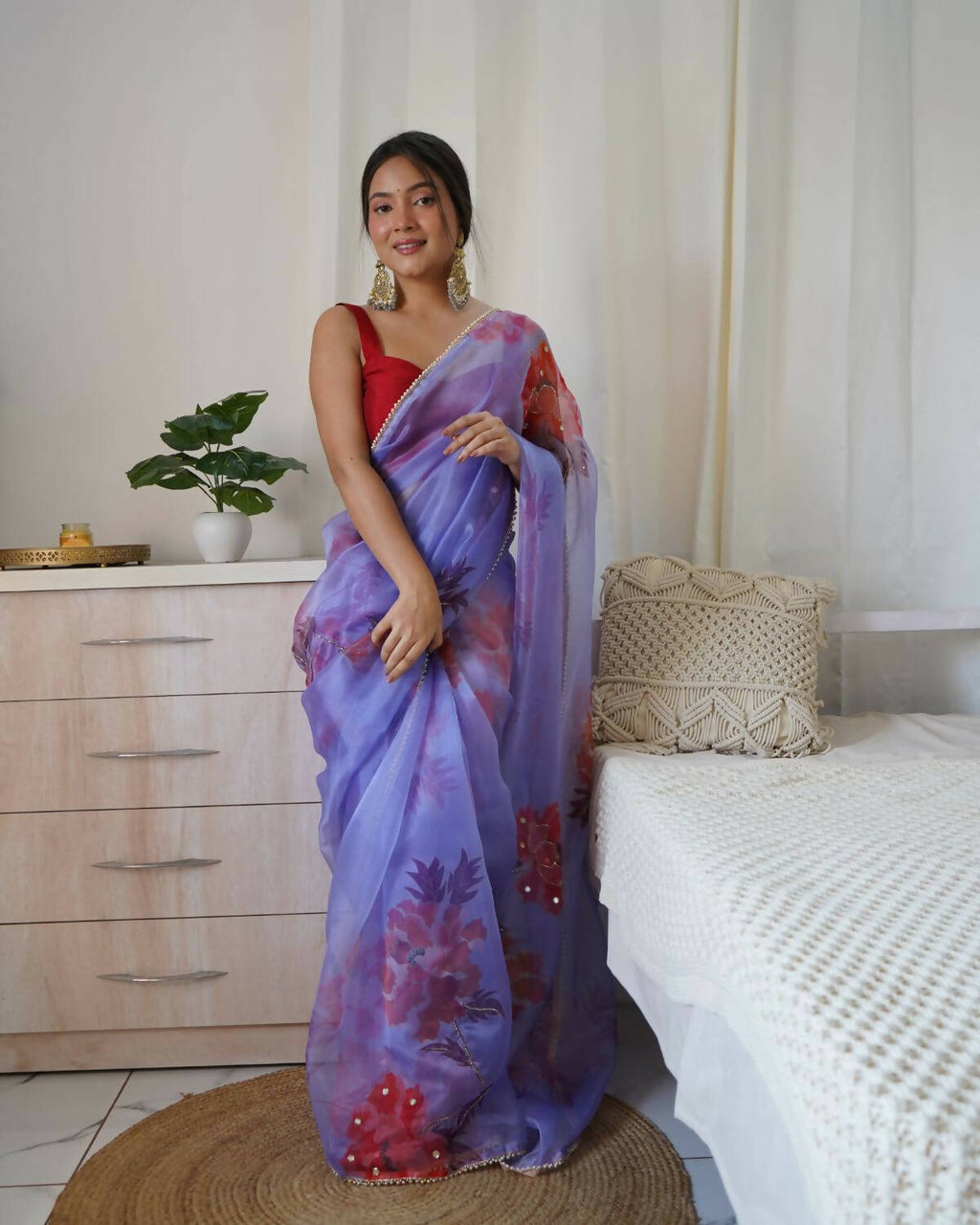 Vamsee Blue Organza Saree