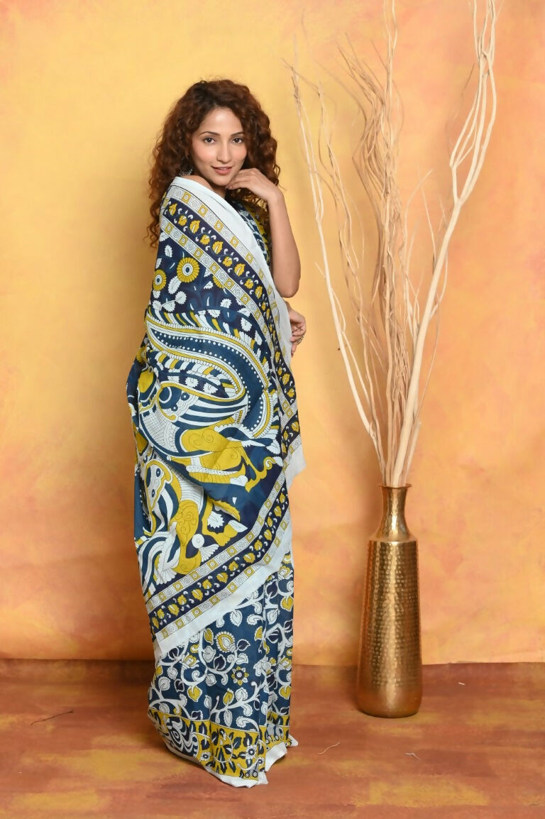 Very Much Indian Handblock Printed Cotton Saree With Natural Dyes