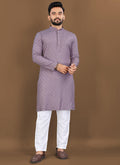 Prazu Fashion Wine Rayon Embrodered Kurta With Pajama