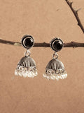 Mominos Fashion Johar Kamal Oxidised Stone Stud Jhumka