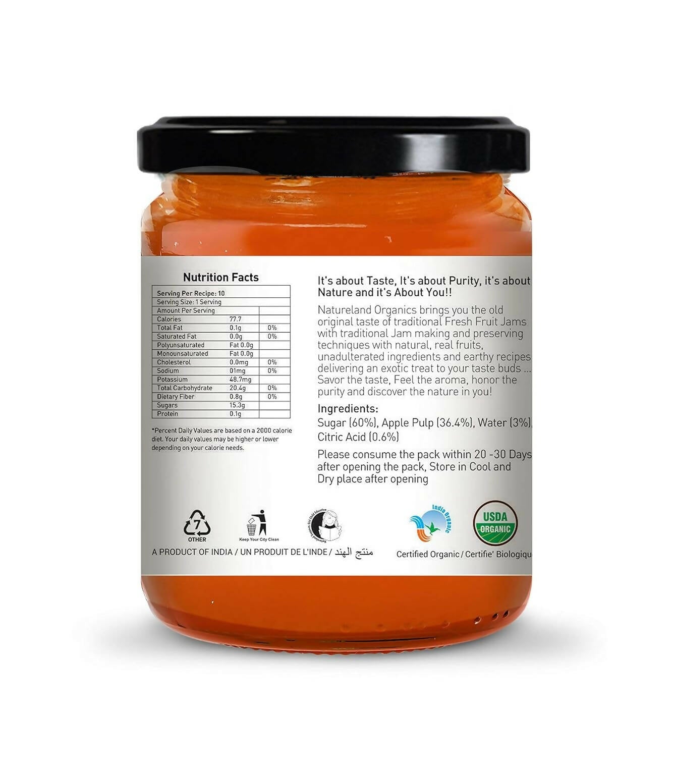 Nature Land Organics Apple Jam
