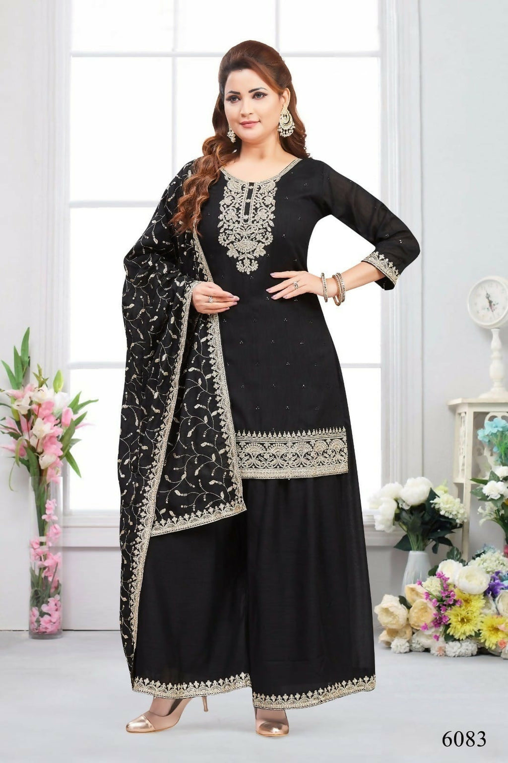 Joban Fashion Chinon Silk Black Color Kurta Set