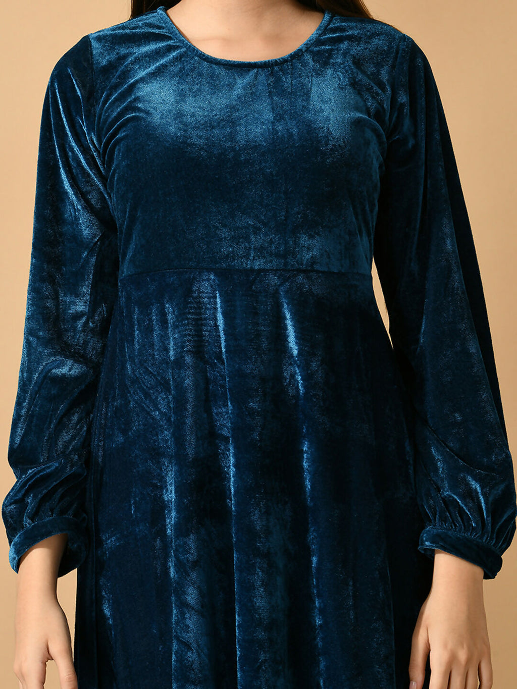Myshka Women's Blue Fit and Flare Party Dress