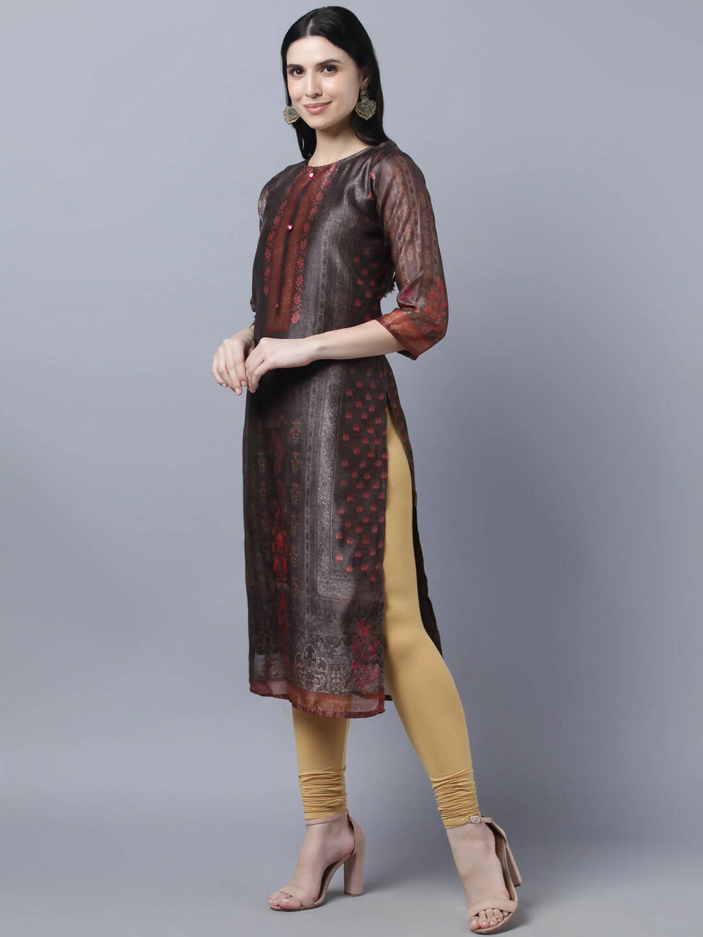 Myshka Women Multicoloured Ethnic Motifs Chanderi Silk Kurta
