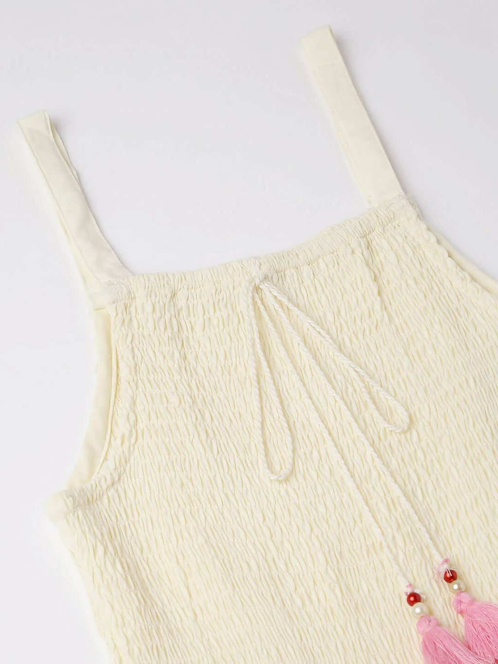 White Cotton Solid Flared Dress with Printed Shrug - Yukti