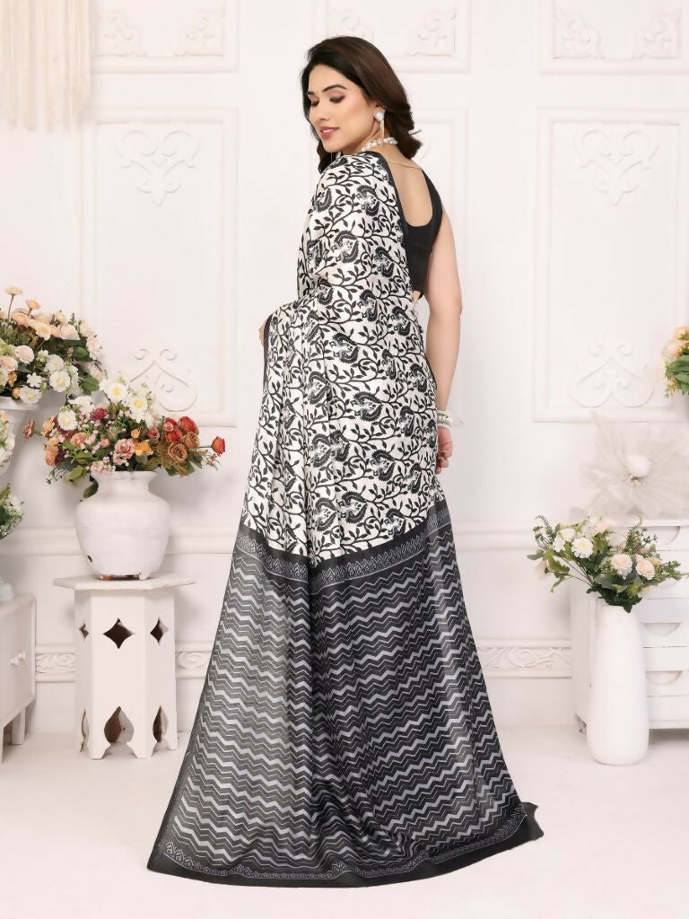 Designer Partywear White Khadi Fancy Saree - Kanak
