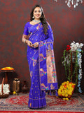 Lorenvalley Fashion Blue Soft Paithani Silk Woven Design Copper Zari Meenakari Weaving Saree