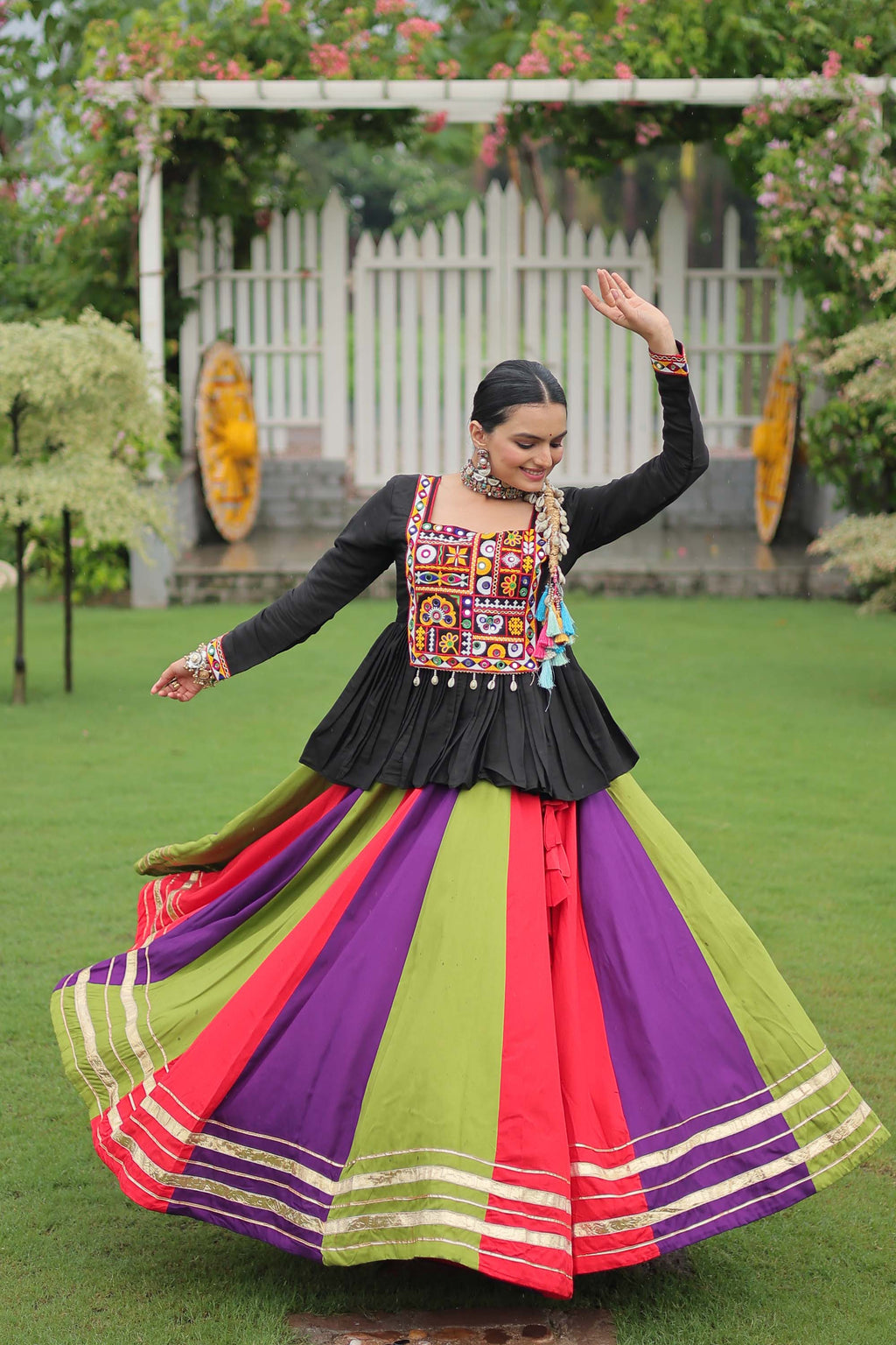 Lorenvalley Fashion Multicolor Rayon with Attractive Gota-Patti Lace Lehenga Choli