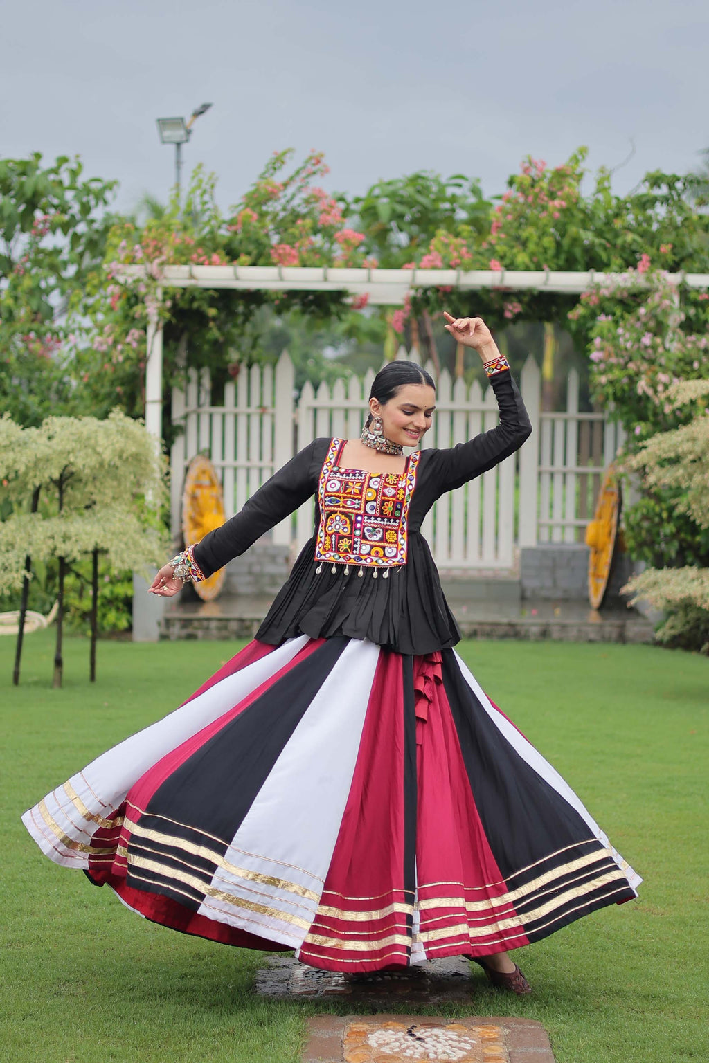 Lorenvalley Fashion Multicolor Rayon with Attractive Gota-Patti Lace Lehenga Choli