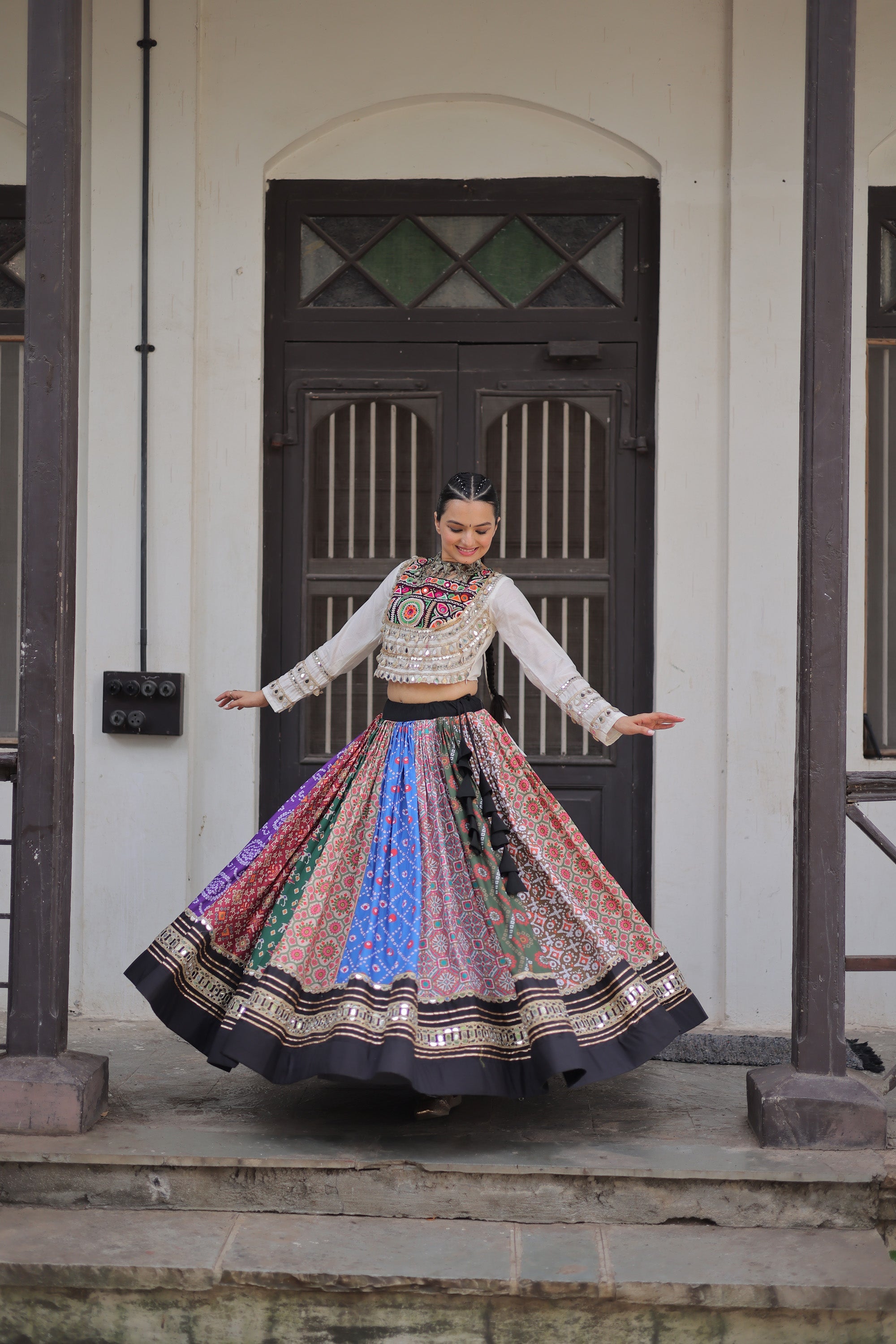 Lorenvalley Fashion Multicolor Cotton Printed With Attractive Gota-Patti & Real mirror Lace work Lehenga Choli