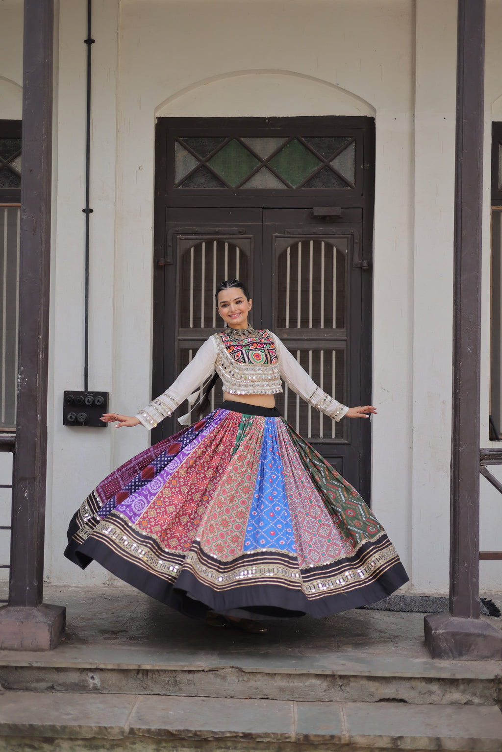 Lorenvalley Fashion Multicolor Cotton Printed With Attractive Gota-Patti & Real mirror Lace work Lehenga Choli