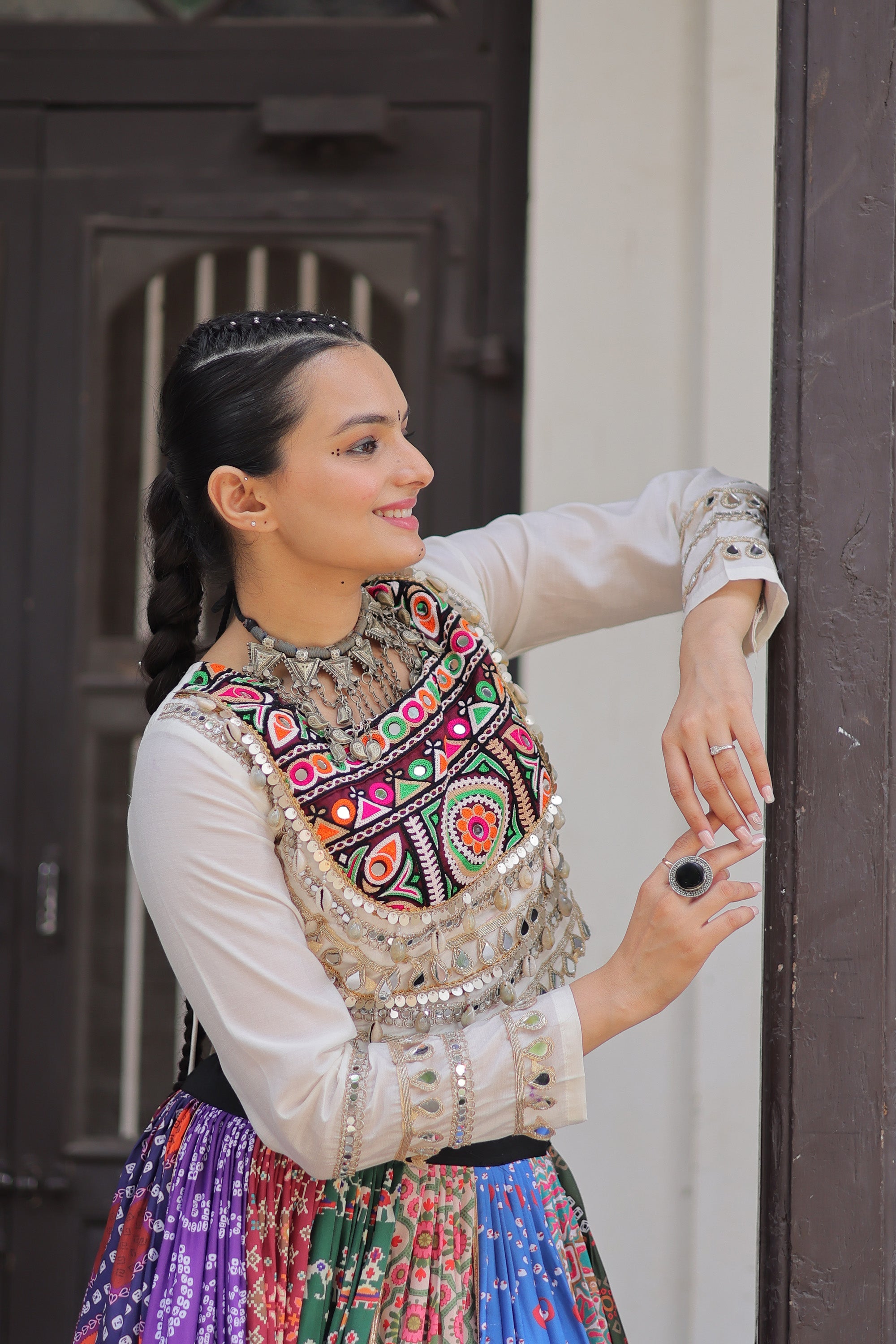 Lorenvalley Fashion Multicolor Cotton Printed With Attractive Gota-Patti & Real mirror Lace work Lehenga Choli