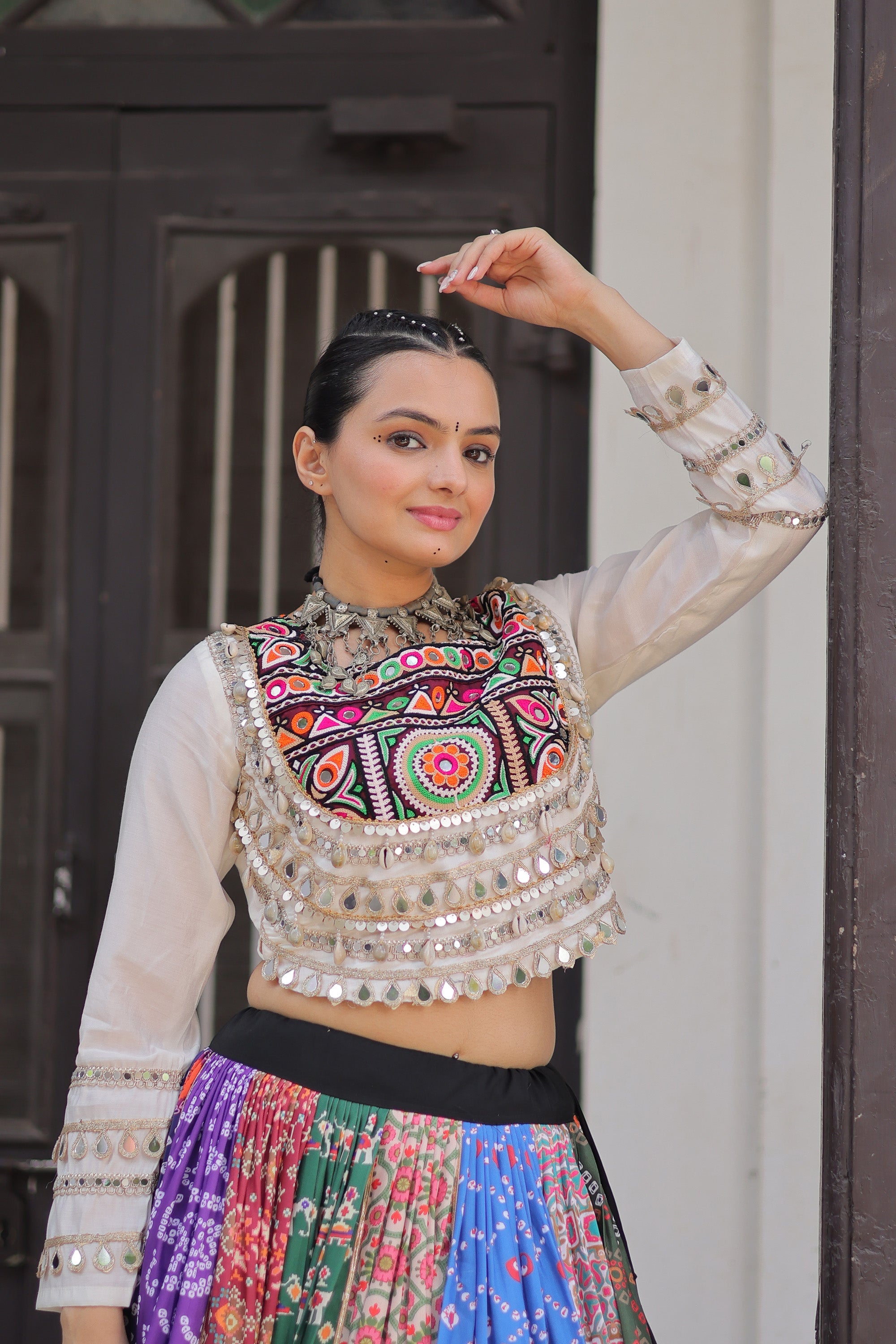 Lorenvalley Fashion Multicolor Cotton Printed With Attractive Gota-Patti & Real mirror Lace work Lehenga Choli