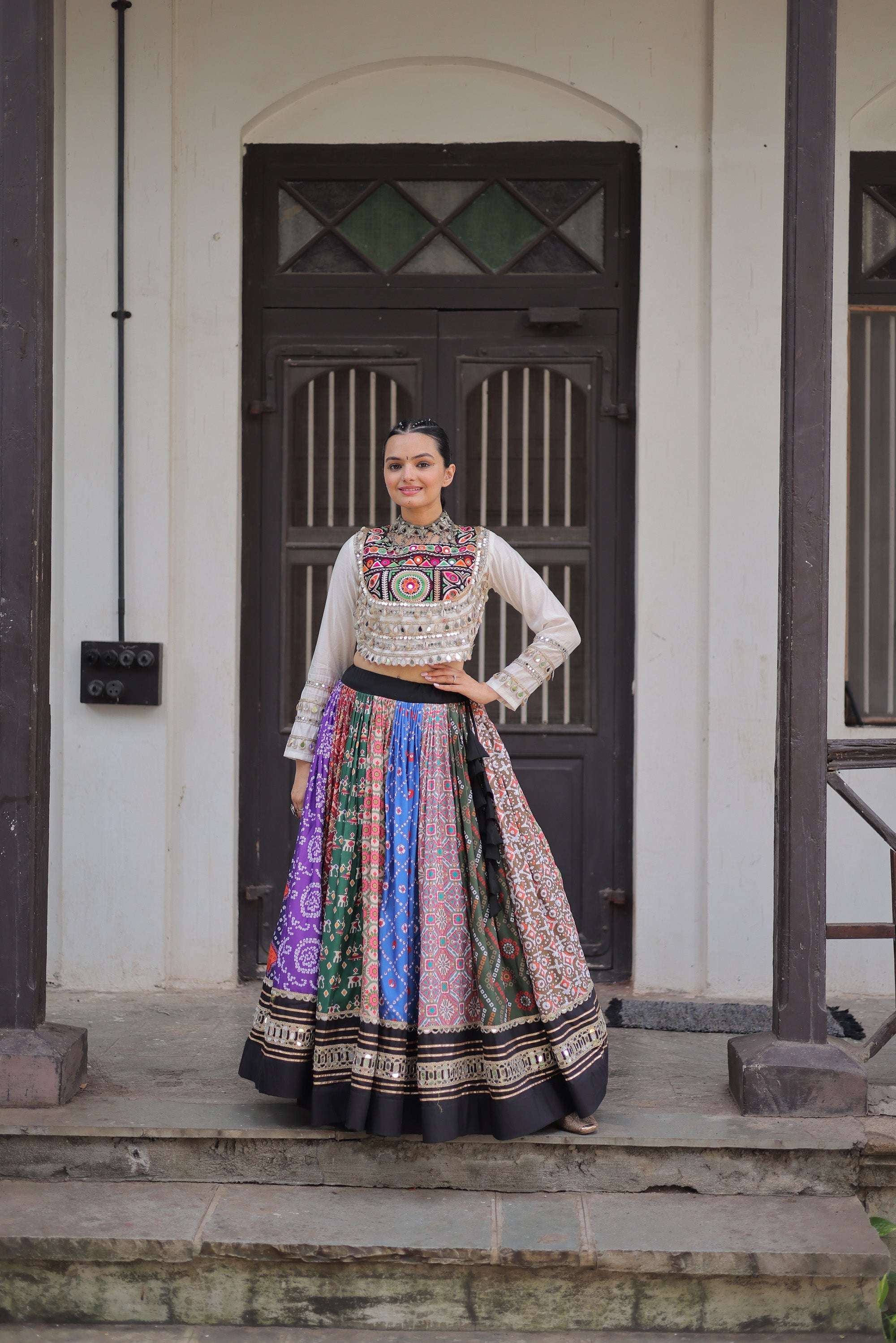 Lorenvalley Fashion Multicolor Cotton Printed With Attractive Gota-Patti & Real mirror Lace work Lehenga Choli