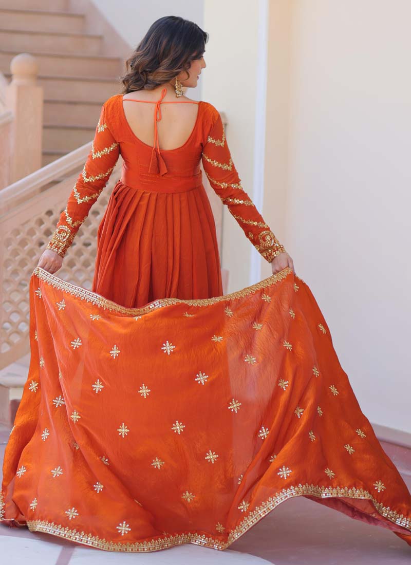 Prazu Fashion Fanta Silk Embroidered Gown With Dupatta