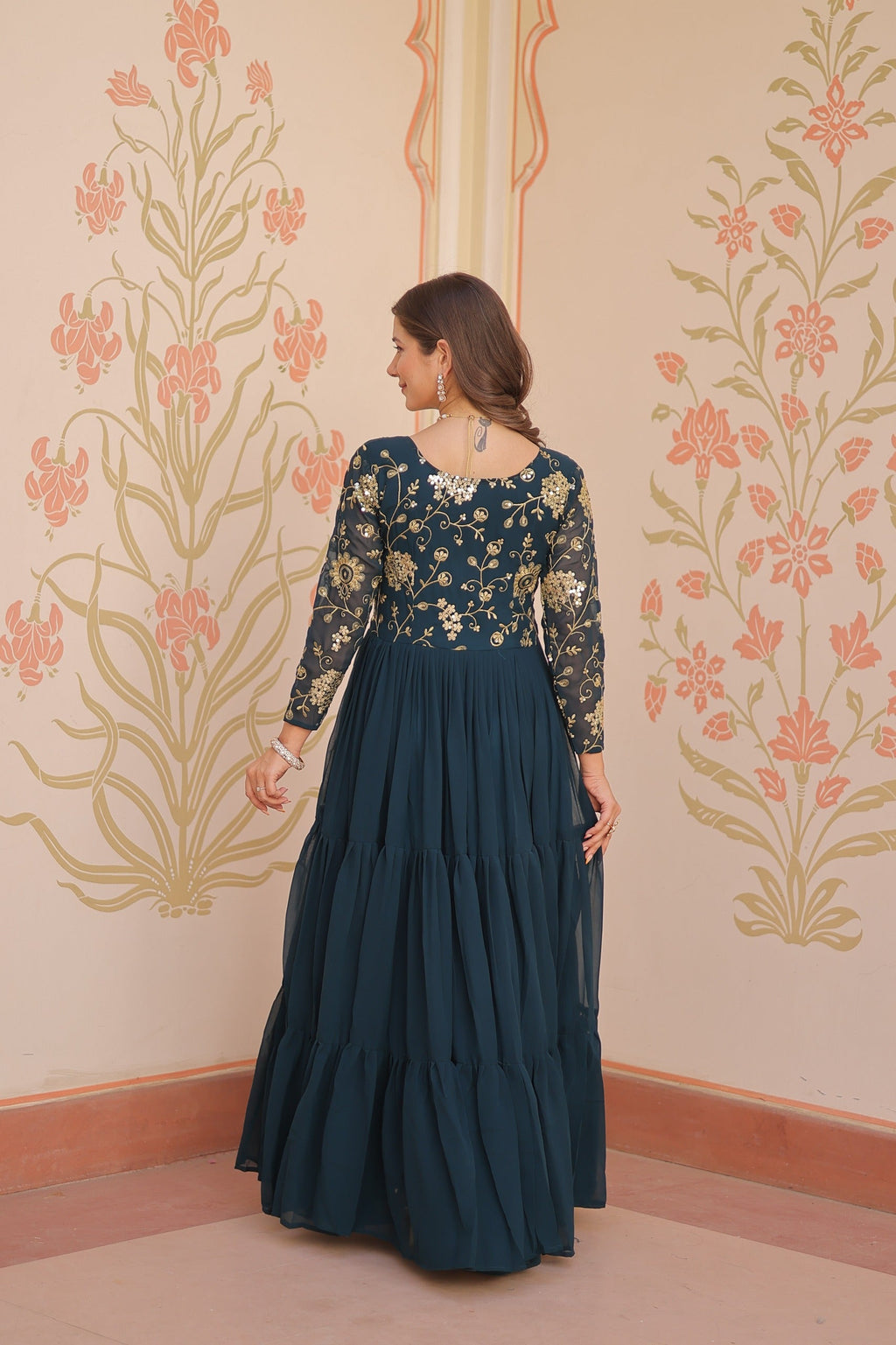 Prazu Fashion Rama Georgette Embroidered Designer Gown