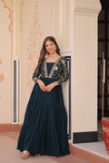 Prazu Fashion Rama Georgette Embroidered Designer Gown