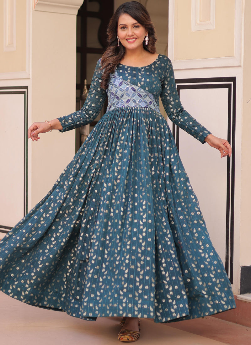 Prazu Fashion Rama Silk Position Print Jacquard Weaving Gown