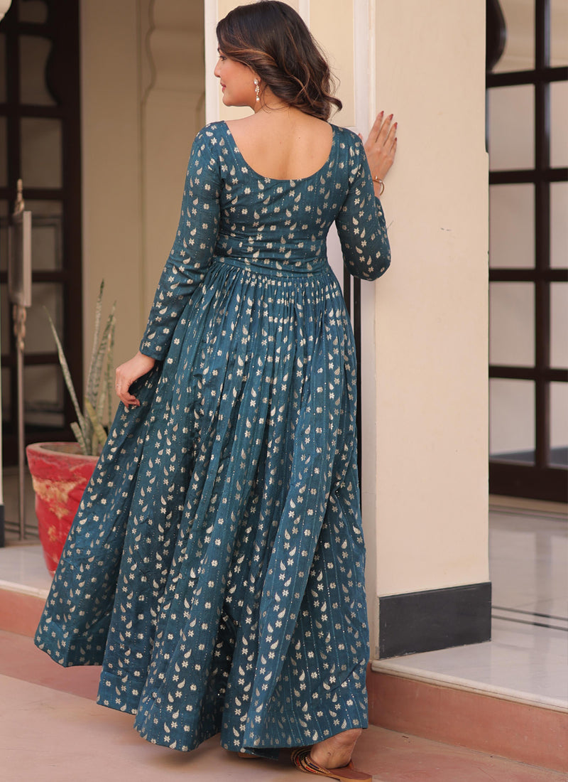 Prazu Fashion Rama Silk Position Print Jacquard Weaving Gown