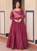 Prazu Fashion Wine Silk Position Print Jacquard Weaving Gown