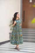 Prazu Fashion Light Blue Georgette Printed Gown